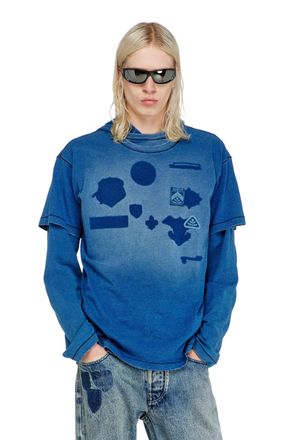 Diesel T-shirt with shadow-effect patches - T-Shirts - Man - Blue