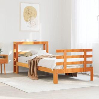 vidaXL Vidaxl - Estructura Cama Con Cabecero Madera Pino Marr&oacute;n Cera 75x190 Cm