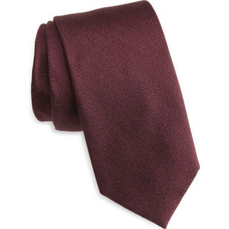 Nordstrom Newbury Herringbone Silk Tie in Burgundy at Nordstrom