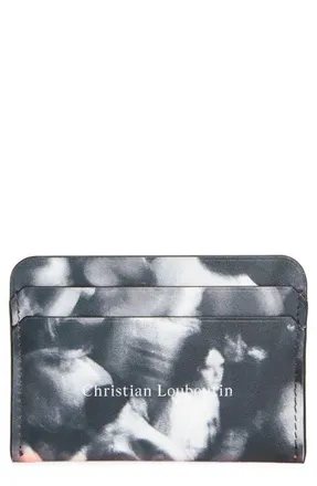 Christian Louboutin Canopy Moises Print Leather Card Case in Black White at Nordstrom