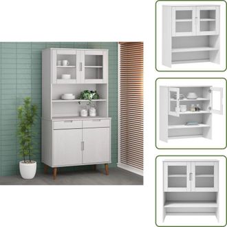 vidaXL The Living Store Piano Credenza MOLDE Bianco 90x35x100 cm Legno Massello di Pino - Credenza industriale