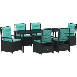 vidaXL Conjunto De Comedor De Jard&iacute;n 7 Pcs Negro Rat&aacute;n Sint&eacute;tico Vidaxl