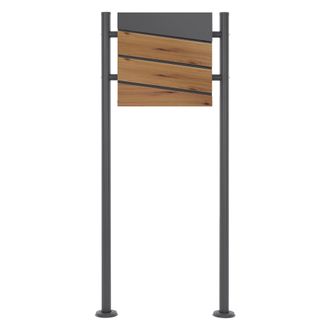 ML Design Ml-design - Ecd Germany Buz&oacute;n De Correo Con Soporte Y Compartimento Para El Peri&oacute;dico 37x37x11cm Acero Antracita &Oacute;ptica De Madera Natural Con 2 Llaves