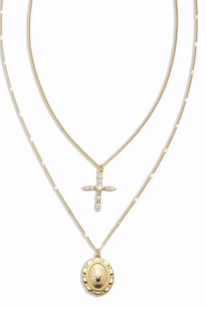 Electric Picks xSarah & Hollie Passport Necklace Set of 2 in Gold at Nordstrom