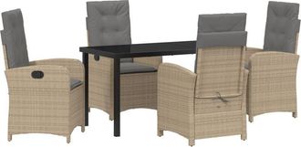 vidaXL Garden Dining Set 5 pcs Beige Poly Rattan Vidaxl