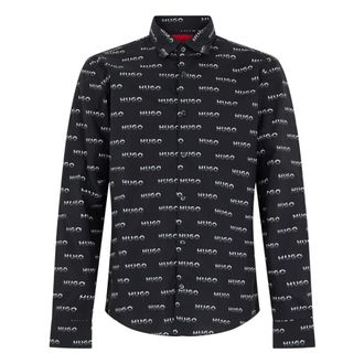 HUGO BOSS Ermo Shirt - Heren - Casual Overhemden - Zwart - M - Katoen - Overhemden