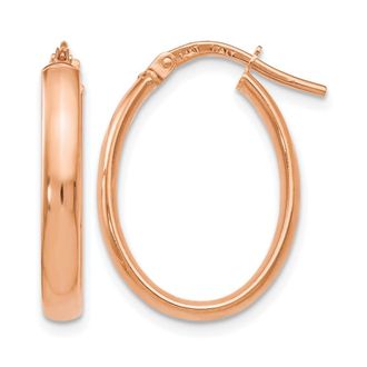 Diamond2Deal 14K Rose Gold Polished Oval Shape Hoop Earrings