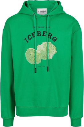 Iceberg Hoodies & sweatvesten, Heren, Groen, XL, Regular fit sla-groene hoodie met saladeprint