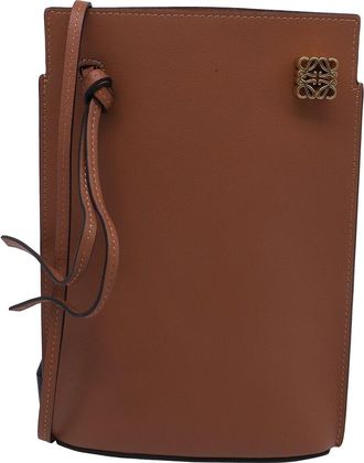 Loewe Brown Calfskin Leather Dice Pocket Shoulder Bag (Authentic Pre-Loved)