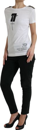 Dolce & Gabbana Womens Logo-Printed Cotton T-Shirt White