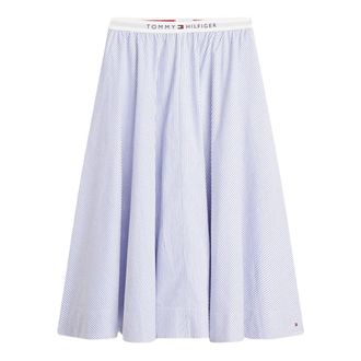 Tommy Hilfiger Midi Skirts, female, Blue, Size: XS Logo Waistband Midi A-Line Skirt