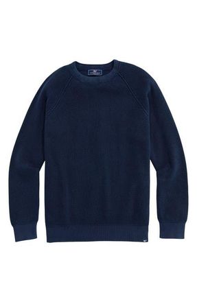 Vineyard Vines Waffle Knit Cotton Crewneck Sweater in Nautical Navy at Nordstrom, Size Xx-Large