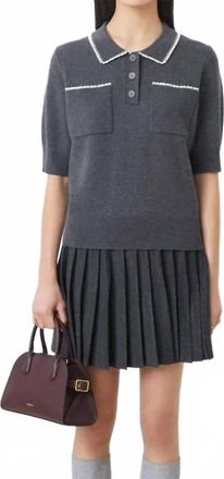 Suncoo Polka Collared Knit Top In Carbone