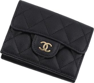 Chanel Matelasse Black Grained Calfskin Wallet (Tri-Fold) (Pre-Owned)