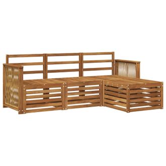 vidaXL Set Di Divani Da Esterno 4 Pz Naturale Vidaxl