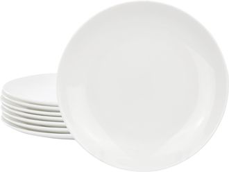 Gibson Home White Peninsula 8 Piece 7.75 Inch Bone China Dessert Plate Set in White