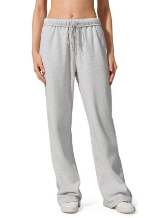 LilySilk Womens SILKERRY Full Length Pants Ladies Straight Leg Trouser with Elastic Waist and Embroidery Detail for Casual or Sports(Heather,M)