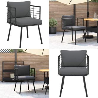 vidaXL Poltrona da Giardino con Cuscini in Polyrattan Nero - Seduta da esterno - Cuscino da giardino