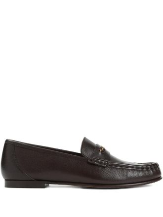 Chloé logo leather loafers - women - Calf Leather/Calf Leather/Leather - 37.5 - Brown