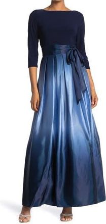 S.L. Fashions Tie Waist Ombrè Skirt Gown in Nvw at Nordstrom Rack, Size 8