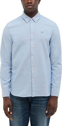 Mustang Langarmhemd MUSTANG Herren Style Edinburg, Herren, Gr. XXL, US-Gr&ouml;ssen, blau 5180, Twill, 100% Baumwolle, meliert, slim fit, Hemden Langarmhemd