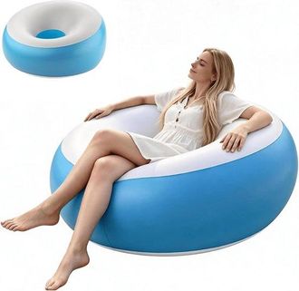 No Brand Sof&aacute; Hinchable, Silla De Playa De Pvc De 85x85x43 Cm Con Capacidad Para 100 Kg, Ideal Para Fiestas En La Piscina Y En Campings, Color Azul