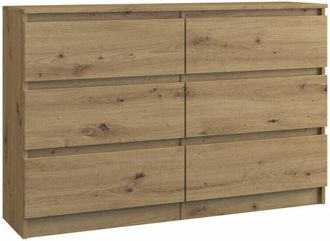 Topeshop Milan - Cómoda moderna de 6 cajones dormitorio / salón / despacho - 30x120x77 cm - Estilo escandinavo - Mueble contenedor