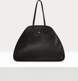 Vivienne Westwood Yasmina Large Handbag Aniline Leather Black-dark-silver