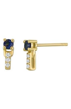 Bony Levy El Mar Gemstone & Diamond Bar Stud Earrings in 18K Yellow Gold Sapphire at Nordstrom Rack
