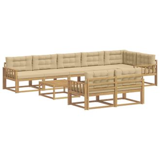 vidaXL Set Di Divani Da Esterno 9 Pz Bianco E Beige Poliestere Vidaxl
