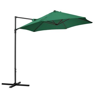 OUTSUNNY 2.5M Offset Roma Patio Umbrella W/ 360&deg; Rotation and Base - Green | TJ Hughes