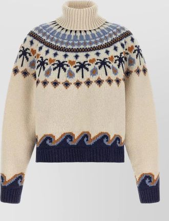Alanui virgin wool fair isle turtleneck sweater