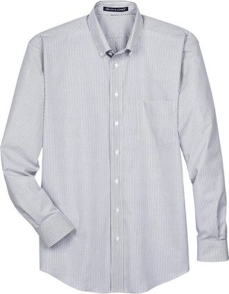 Devon & Jones Crown Collection Banker Stripe Woven Dress Shirt