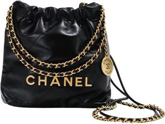 Chanel Black Calfskin Mini Hobo 22 Bag