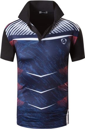 Jeansian Mens Sports Breathable Short Sleeve Polo T-Shirts Tee Tops Running Training LSL286 Black XXL