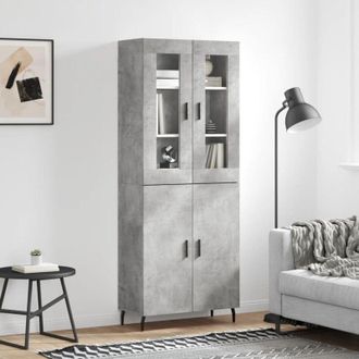 vidaXL Credenza Grigio Cemento 69,5x34x180 cm in Legno Multistrato - Vidaxl