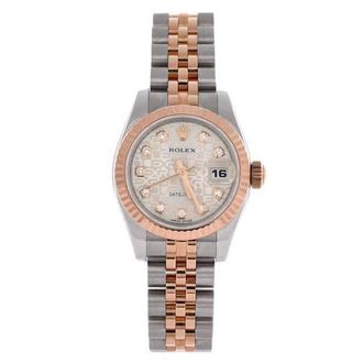 Rolex Oyster Perpetual Datejust Automatic Watch Stainless Steel and Rose Gold with Diamond Markers 26 in Metallic Gold at Nordstrom