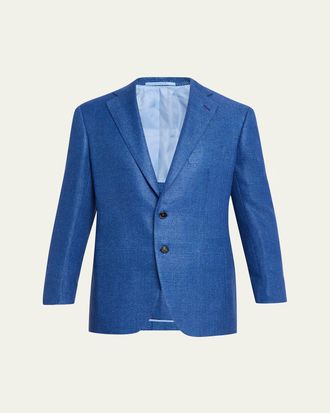 Cesare Attolini Mens Tonal Herringbone Two-Button Jacket