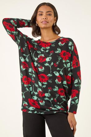 Roman Floral Print Banded Hem Top
