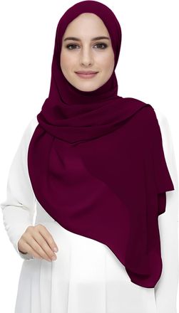 Lina & Lily Premium Chiffon Hijab Head Scarf Shawl Wrap for Muslim Women Lightweight (Burgundy Red)
