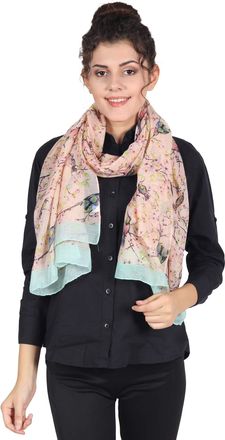 World of Shawls New Ladies Womens Celebrity Style Long Scarf Scarves Maxi Sarong (Japanese Birds Peach)