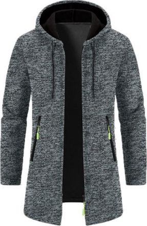 Generic Mid-Length Mens Jackets Casual Full Zip Mens Jackets with Pockets Casual Loose Comfortable Overcoat Warm Outwear Solid Colours Long Sleeve Windbreaker