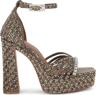 Kurt Geiger Crystal Ankle Strap Platform Sandal in Beige Metallic at Nordstrom, Size 8.5Us