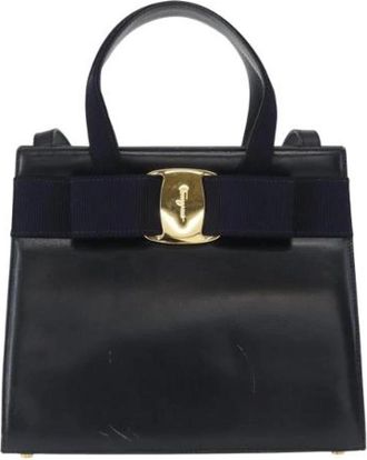 Ferragamo Pre-owned Leather Tote - Dames - Vintage Handtas - Blauw - ONE Size - Leer - Vintage