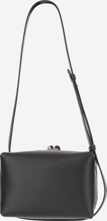 Jil Sander Womens Leather Shoulder Bag With Logo Black Calf