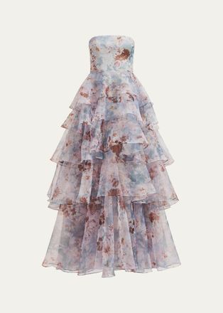 Aje Gabriella Strapless Tiered Ruffle Gown