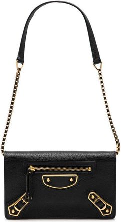 Balenciaga Pre-owned Balenciaga Chevre Motocross Metallic Edge Trifold Wallet on Chain Ladies 489874 1000 A