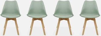 Sweeek Sweeek - Set di 4 sedie scandinave imbottite, con gambe in legno per sala da pranzo