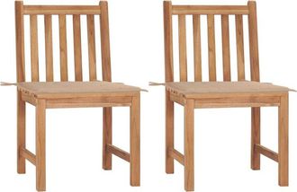 vidaXL Sillas De Jard&iacute;n 2 Unidades Madera Maciza De Teca Con Cojines Vidaxl