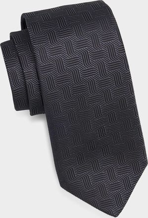 Canali Men & apos;s Art Deco Silk Tie, Charcoal